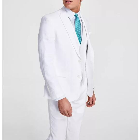 Bar III Other - Bar III Men's White Linen Summer Casual Slim-Fit Formal Suit Jacket Size 42S